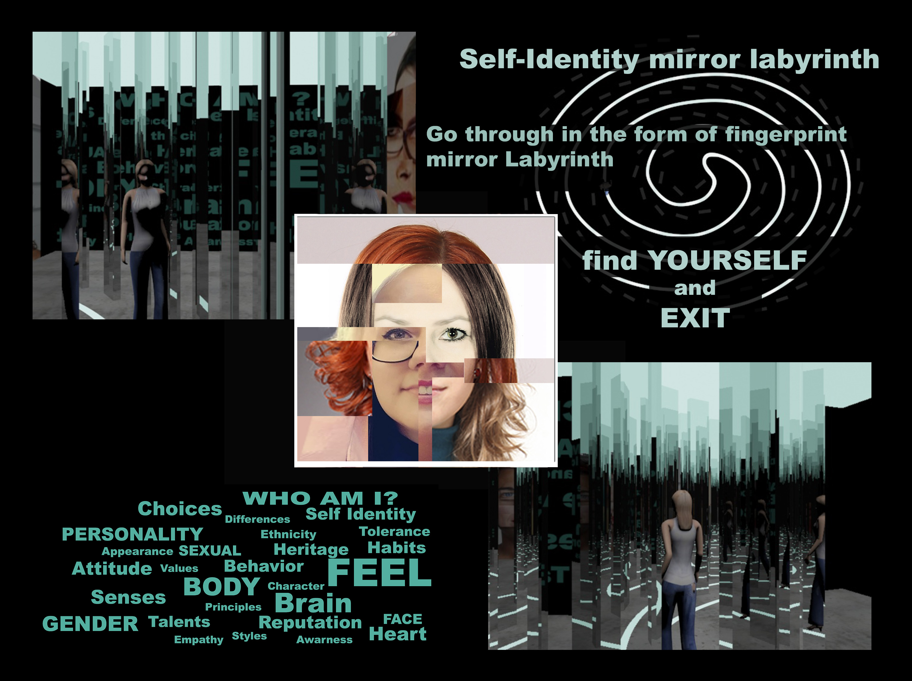 Self-identity mirror labyrinth
