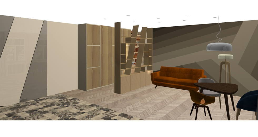 Livingroom visualisation. Diagonal in the interior
